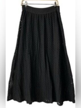 Chicos Black HIGH WAIST Eyelet Maxi SKIRT SZ M (Chicos 1)
